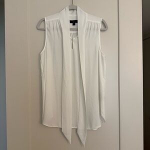 J. Crew White Sleeveless Blouse with Tie Detail